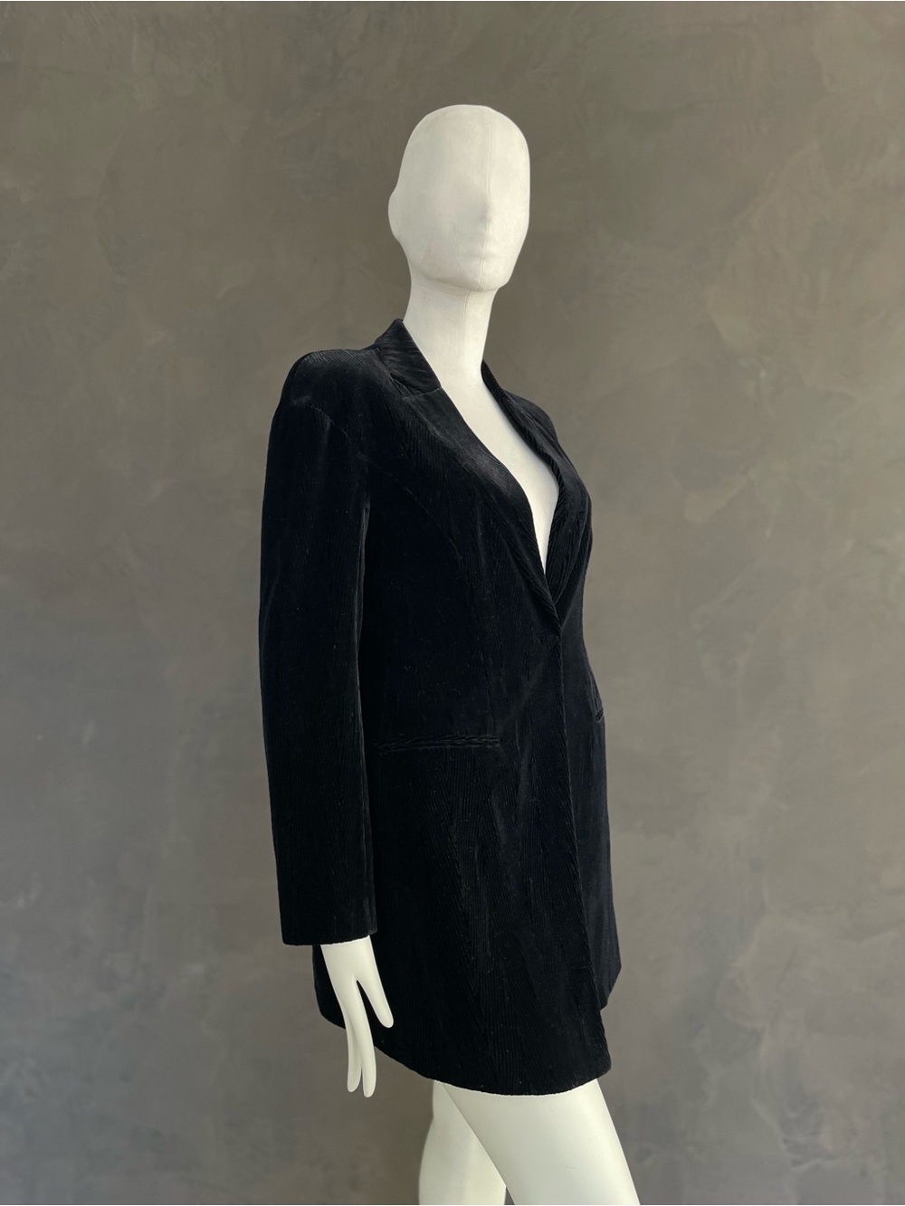Giorgio Armani Black Corduroy Longline Blazer Silk Blend Silk Lined It 46 — image 4 of 8